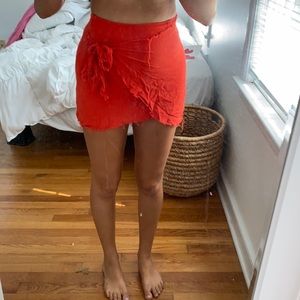 Red wrap skirt